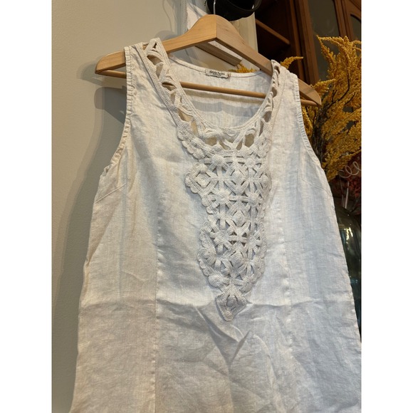 Alessia Pacini Italian 100% Linen Dress Women's XS Made in Italy Crochet Trim - Picture 3 of 12